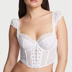 victoria’s secret x alix earle white lace corset top (size xs)